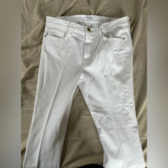 Frame Denim Forever Karlie White Flare High Rise Jeans - Picture 6 of 8